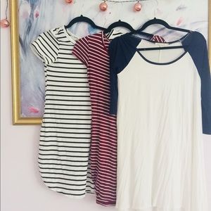 Three tee shirt dresses